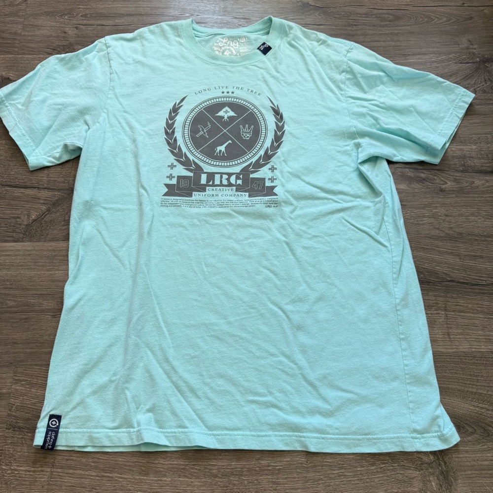 LRG Light Blue Turquoise Short Sleeve T Shirt XL Men Vintage Y2K - Picture 8 of 10